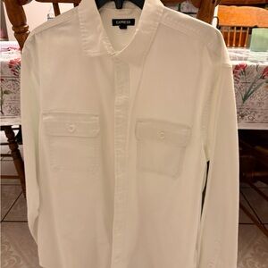 Express Men's Classic White Button Down Shirt